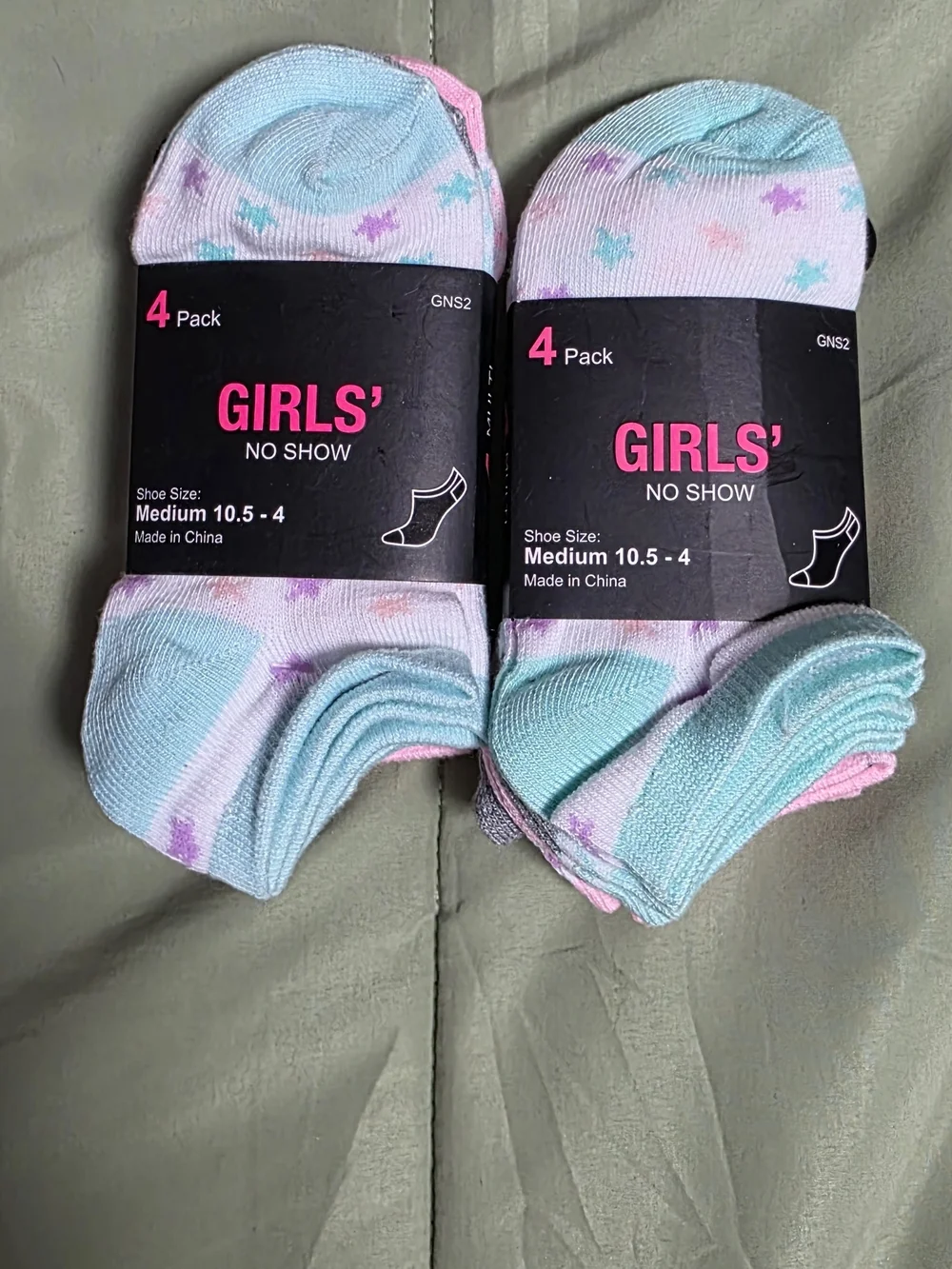 Girls' No-Show Star Print Socks - Set Of 2
